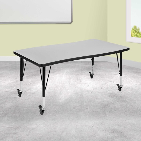 Flash Furniture Rectangle 28 W, 47.5 L, 25 H, Chrome, Laminate, Particleboard, Steel, Grey XU-A3048-CON-GY-T-P-CAS-GG - main